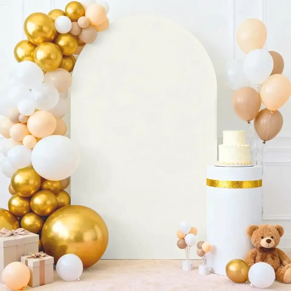 7.2Ft Arch Backdrop Cover,Ivory Stretchy Backdrop Cover