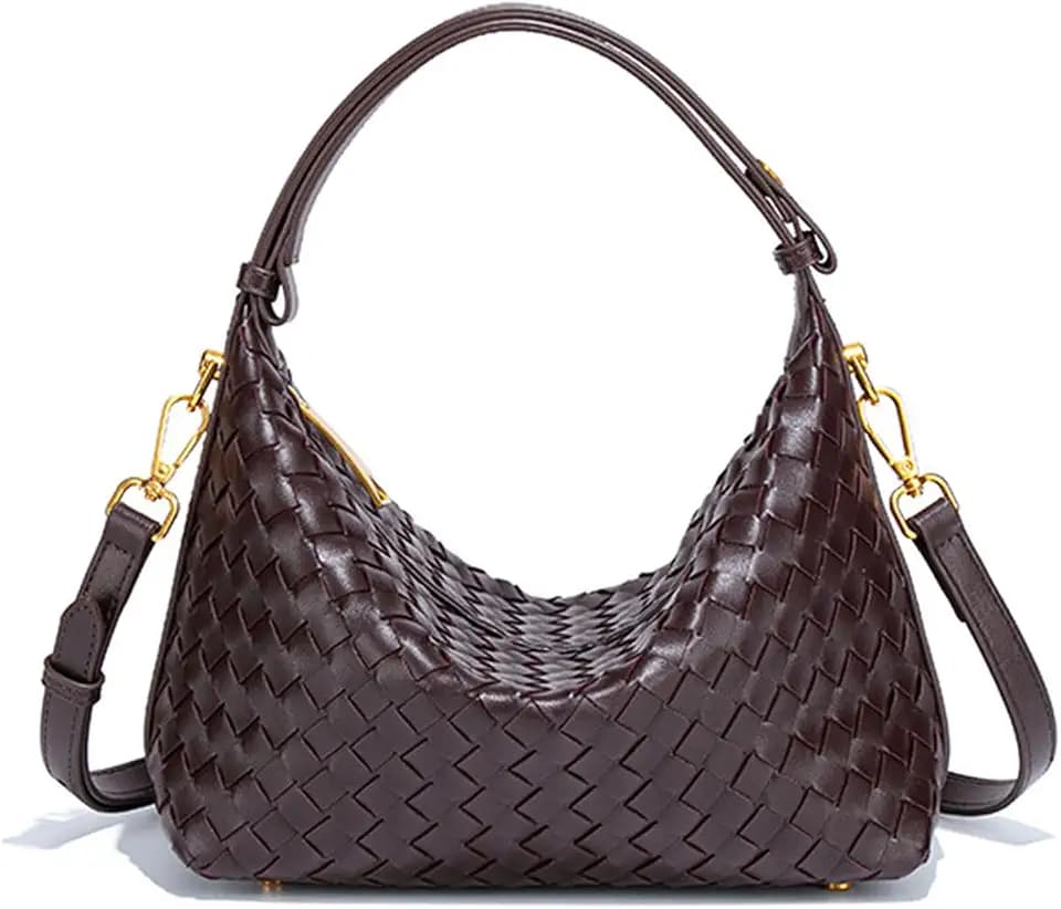 Woven Shoulder Bag for Women, Slouchy Crescent Hobo Purse & Satchel Handbag