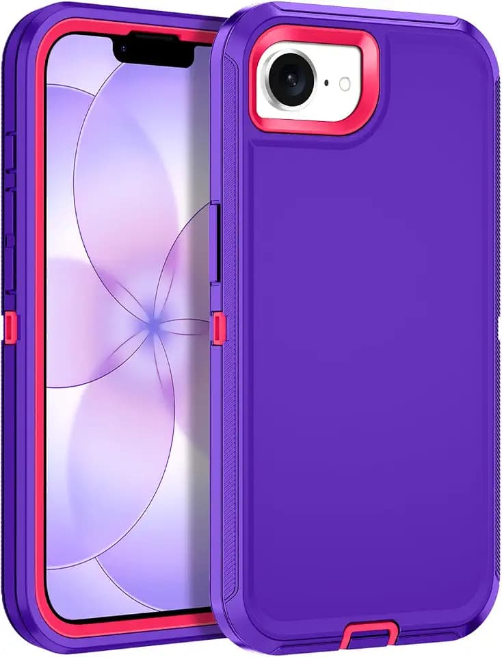for iPhone 17e Case,iPhone 16e Case Heavy Duty Shockproof Dropproof 3-Layer Full Body Protection [Without Screen Protector] Tough Cover for Apple iPhone 17e/16e 6.1",Navy Purple/Pink