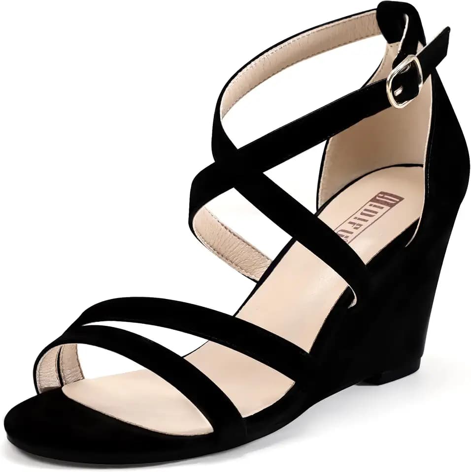 IDIFU Women's 3 Inch Strappy Wedges Heels Sandals