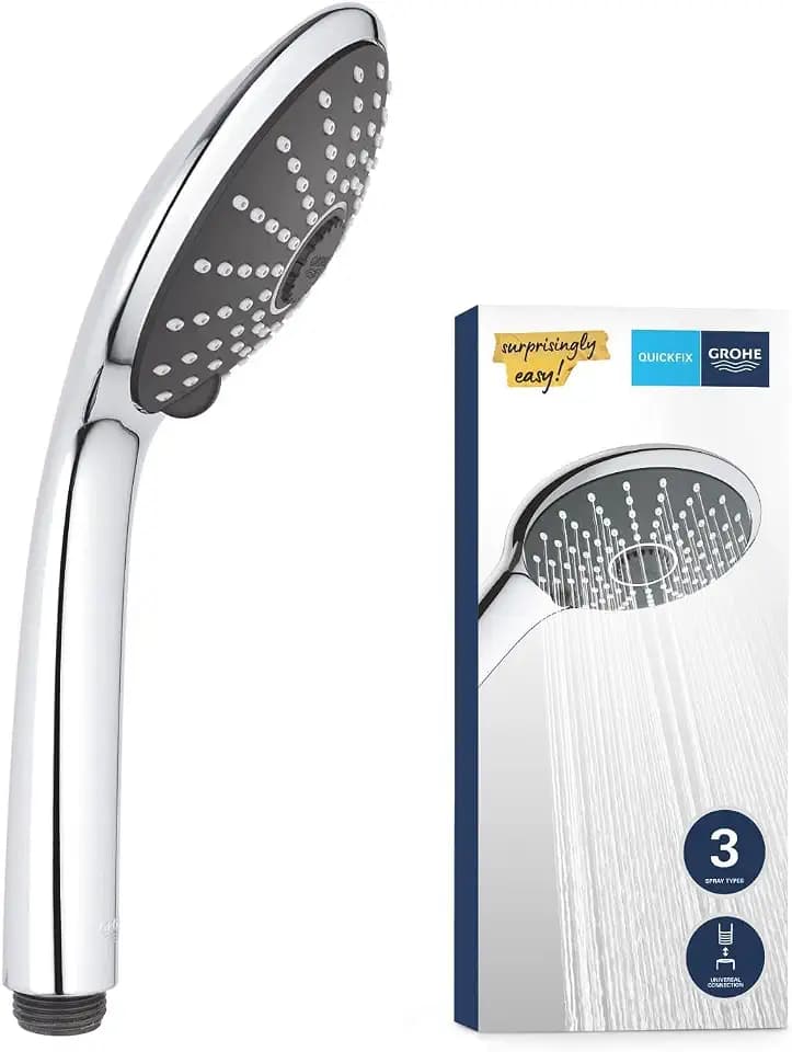 GROHE Vitalio Joy 110 - Handbrause (wassersparend, mit 3 Strahlarten, Antikalk System), rund, chrom, 27319000