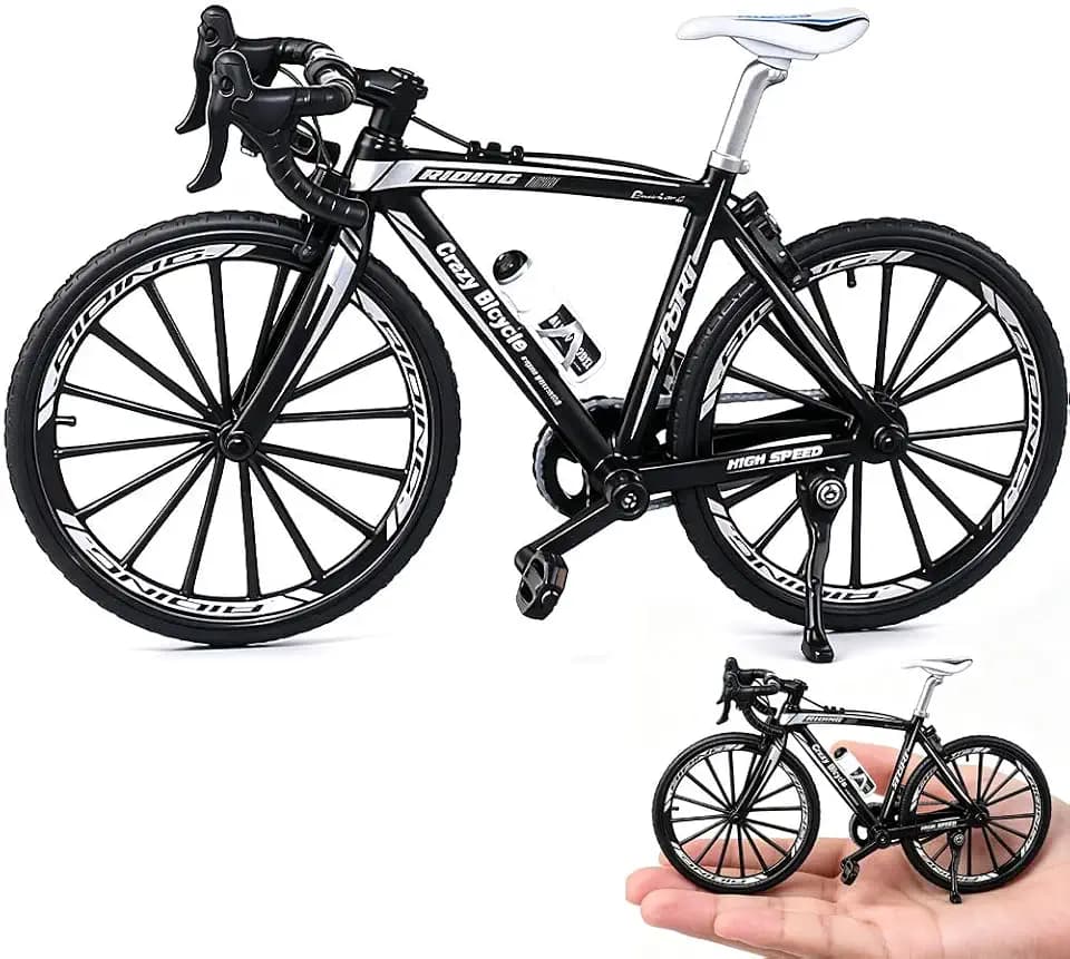 Finger Fahrrad Modell, 1:10 Mountainbike-Modell Spielzeug, Finger Mountainbike Modells Ornamente, Mini Bend Fahrrad Modells, Ornamente für Wohnzimmer Tischdeko Büro Schreibtisch (Schwarz)