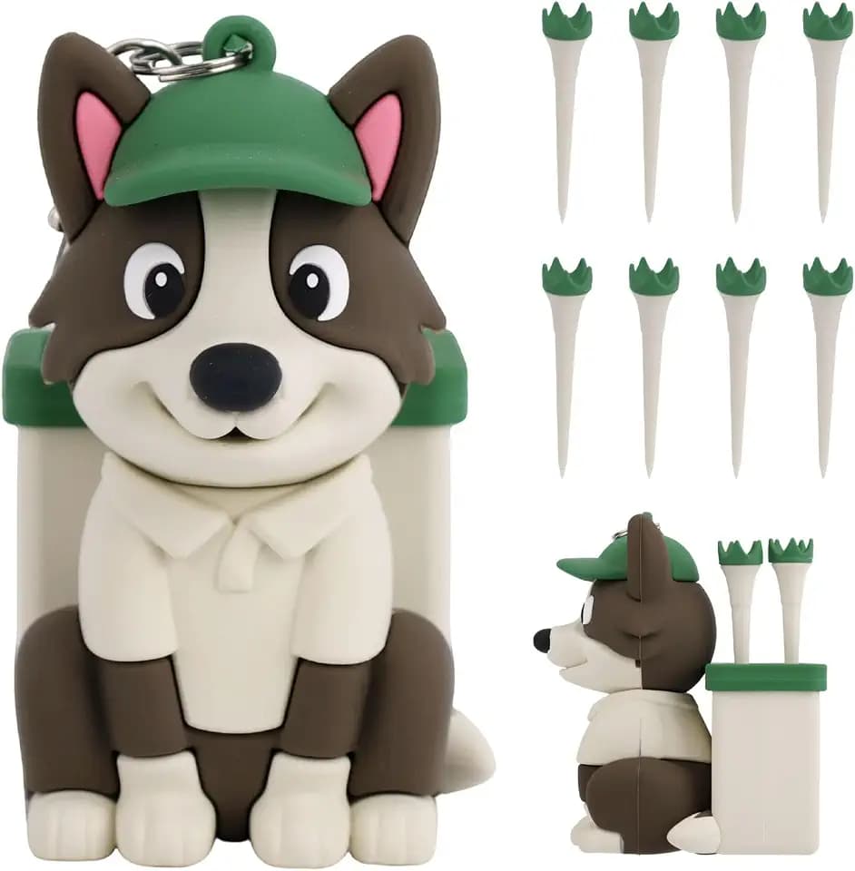 Penitue Caddie Golf Tee Holder, Including 8 Golf Ball Tees Creative Cute Cat Holder Set for Women Men Golfers Attaching to Backpack Shoulder Bag Belt