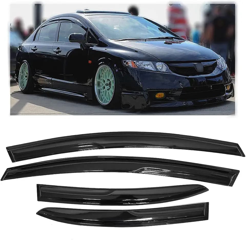 Rain Guards Side Window Visor Vent for 2006-2011 Honda Civic 4-Door Sedan