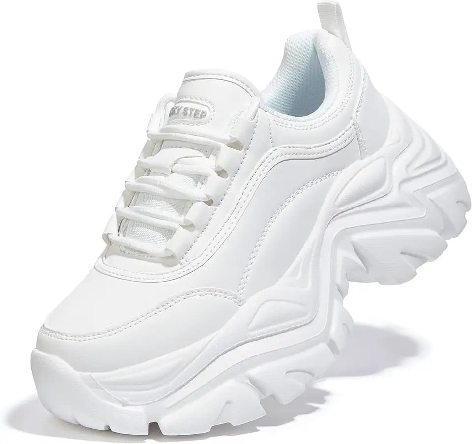 LUCKY STEP Chunky Turnschuhe für Damen, modische Plateau-Lässige Schuhe, Bequeme Keilabsatz Sneaker