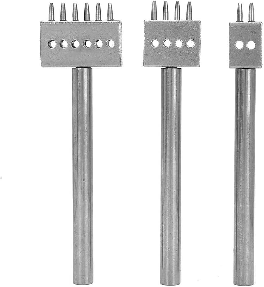 Leder-Handwerkzeug Set, 3-teiliges Locher-Set mit 5 mm Schnürstich-Meißel für DIY Lederhandwerk