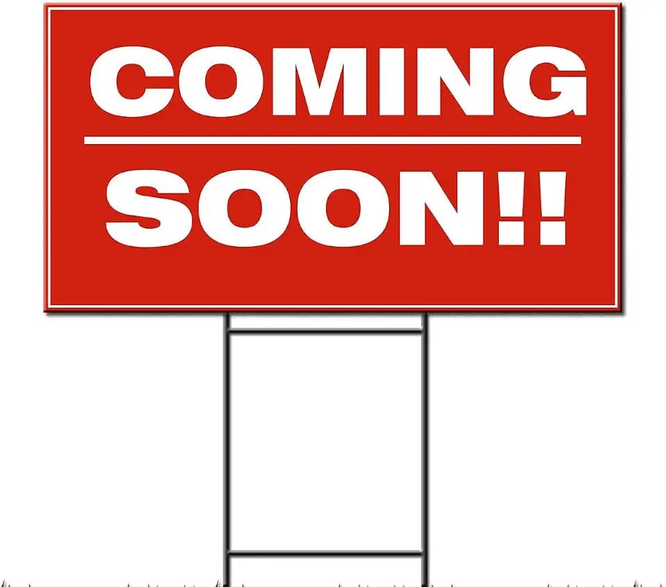 Coming Soon - Red 18X24 inch 2-Sided Yard Signs with Stakes (1)