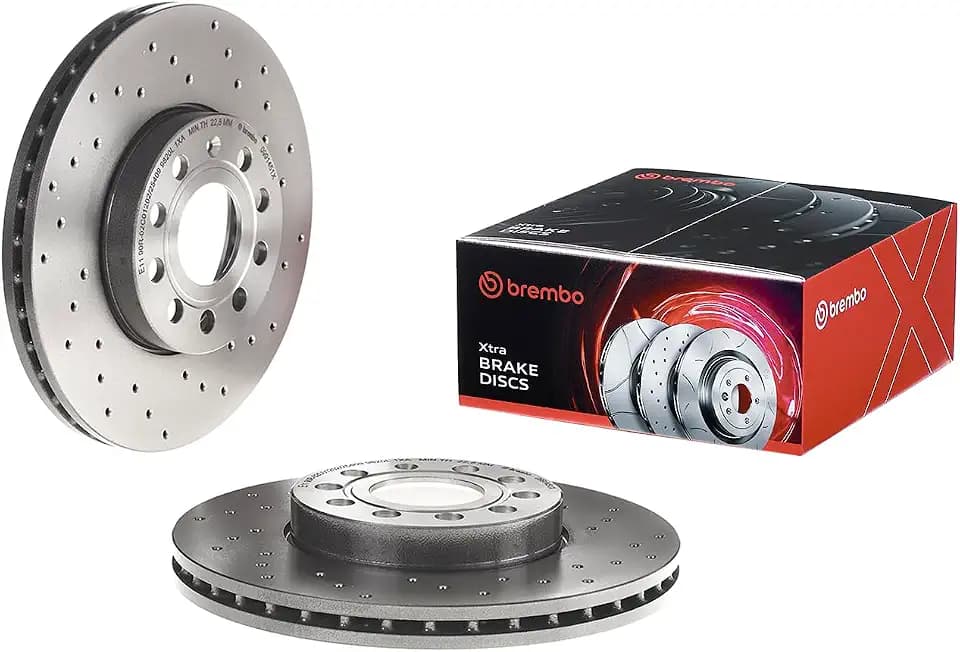 Brembo 09.9145.1X Xtra UV Coated vented drilled Front Brake Rotor AUDI/AUDI (FAW)/CUPRA/SEAT/SKODA/SKODA (SVW)/VW/VW (FAW)/VW (SVW) OE# 1K0615301T