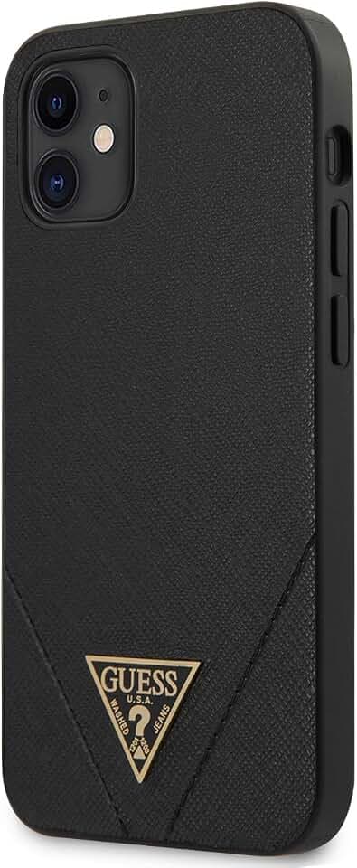 Guess GUHCP12SVSATMLBK Saffiano Hülle für iPhone 12 Mini 5,4" schwarz
