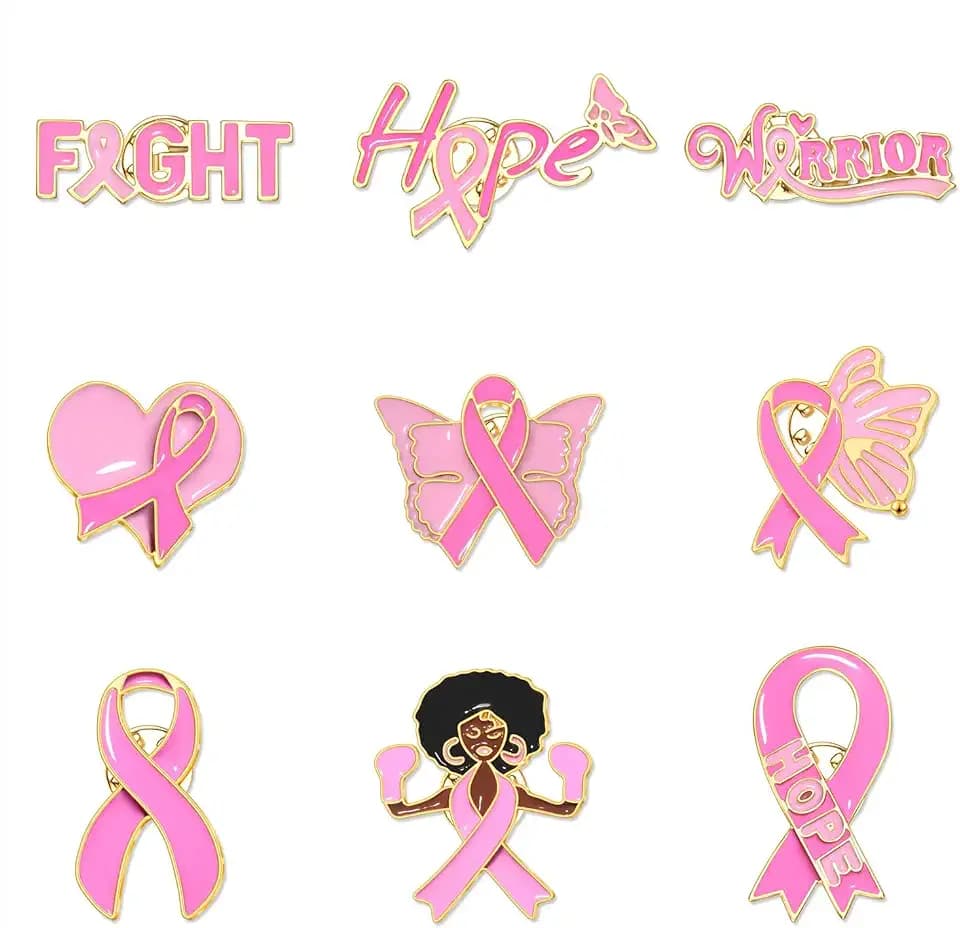 Breast Cancer Awareness Pins for Women Enamel Pink Ribbon Lapel Pins Fight Breast Cancer Brooches Heart Hope Butterfly Brooch Pins Breast Cancer Awareness Jewelry Accessories Outfits