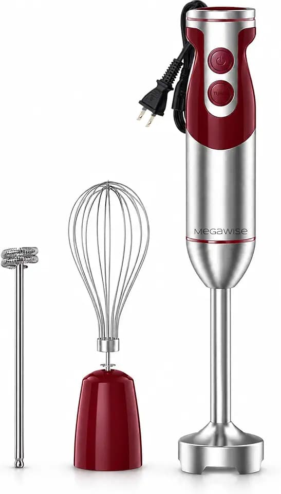 MEGAWISE 3-in-1 Stabmixer, 12 Stufen, Turbo, Schneebesen & Milchaufschäumer