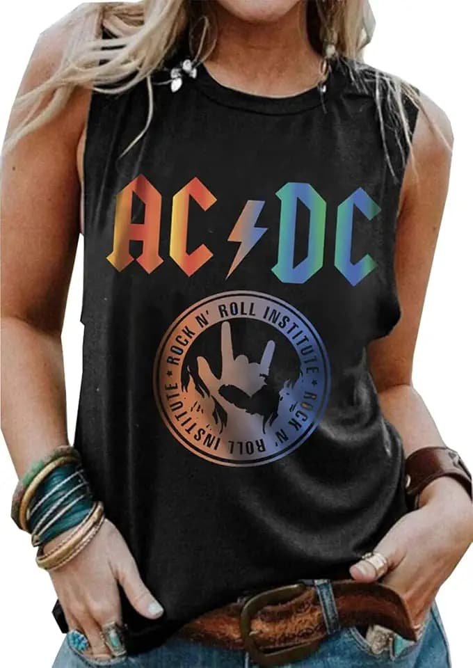 Rock & Roll Tank Tops for Women Summer Sleeveless Graphic Print Tank Top