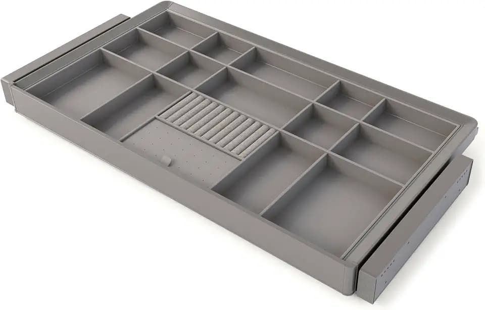 Emuca - Satz Organisationsschublade und ahmen für Schrank Quartz, mit Softclose-Vollauszug, Modul 90cm, Titanium