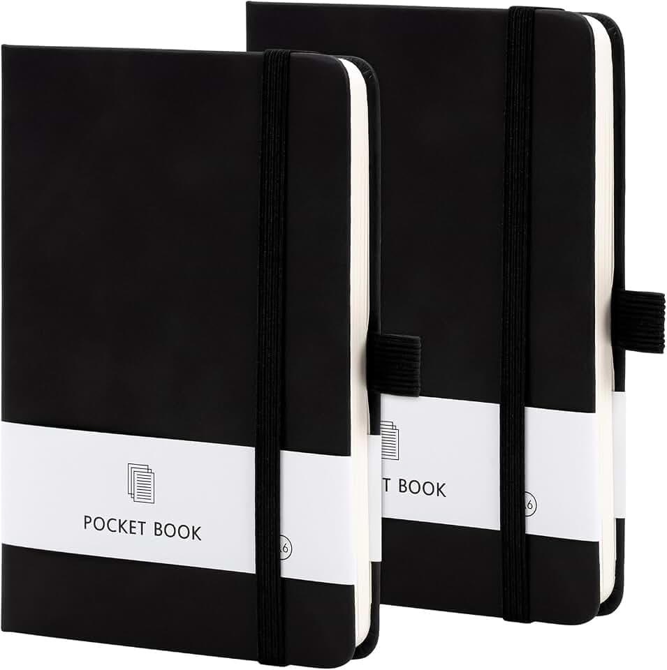 Mini Notizbuch, 2 Stück Notizheft A6 Notitzbuch Klein, 9,5 cm x 14,5