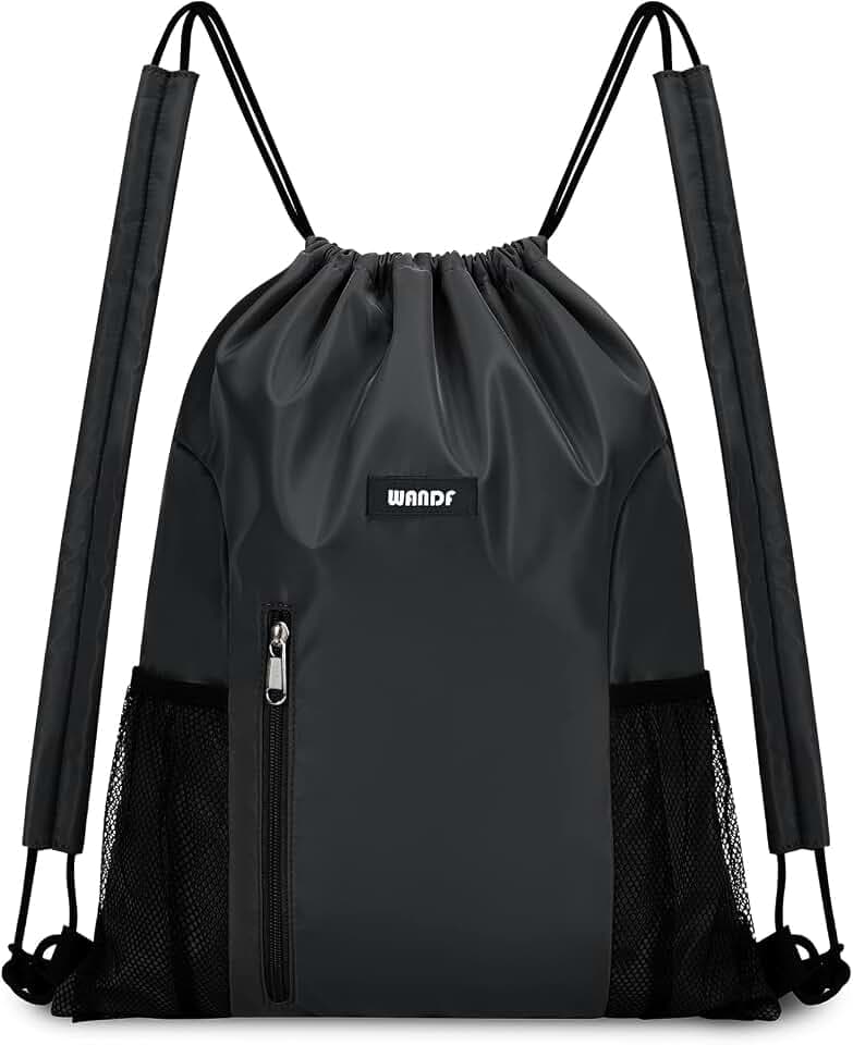 WANDF Drawstring Backpack, Gym String Bag with Shoulder Pad