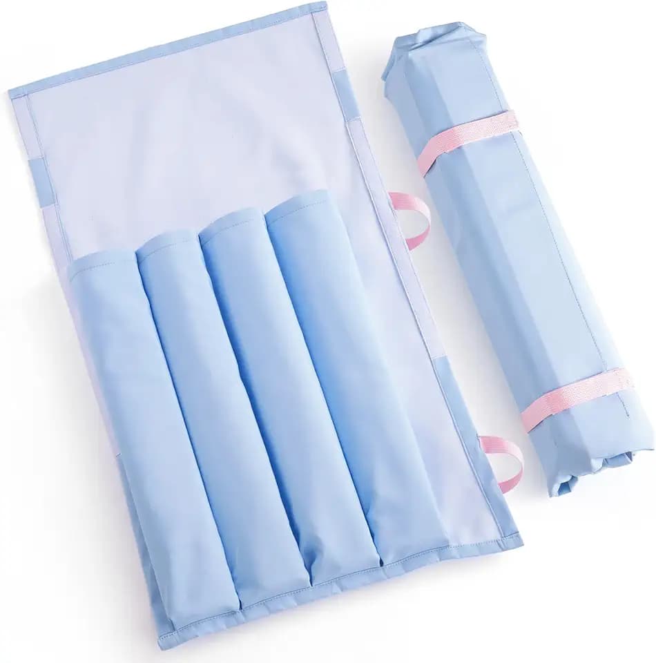 Mahjong Rack Bag - Roll & Go Canvas Sleeve Organizer Fits 4 Racks and Pushers, Travel Mahjong Accessories and Gifts for Club & Game Night, Case Only (Blue)