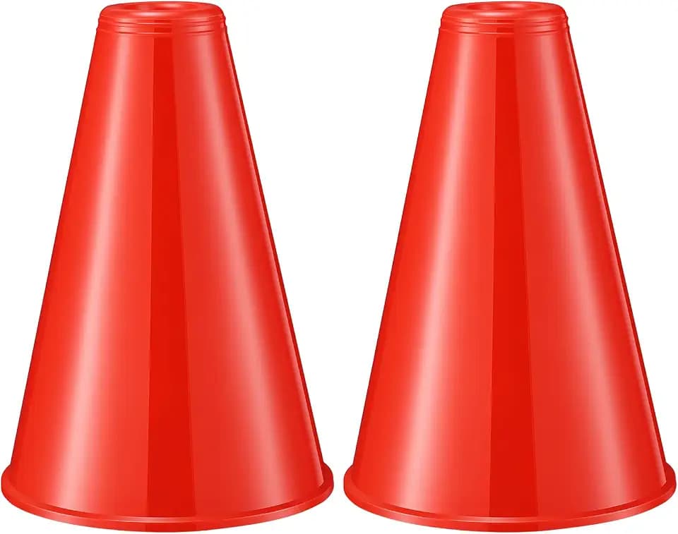 2 Pcs Red Cheer Megaphone - Party Accessory Sports Cheers Party Noisemaker Plastic Megaphone for Sporting Events Graduation Games Sports Party Supplies Favors Accessories (Red)