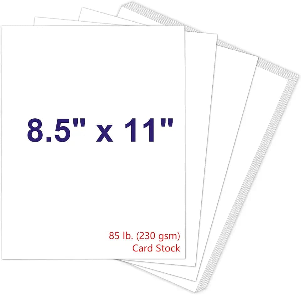 Joyberg 100P White Cardstock 8.5 x 11, 230gsm Cover Cardstock Paper, 85 Lb Heavy Card Stock for Printer, Card Stock Paper for Invitations, Scrapbooking, Crafts, Diy Cards, Decoration, Drawing