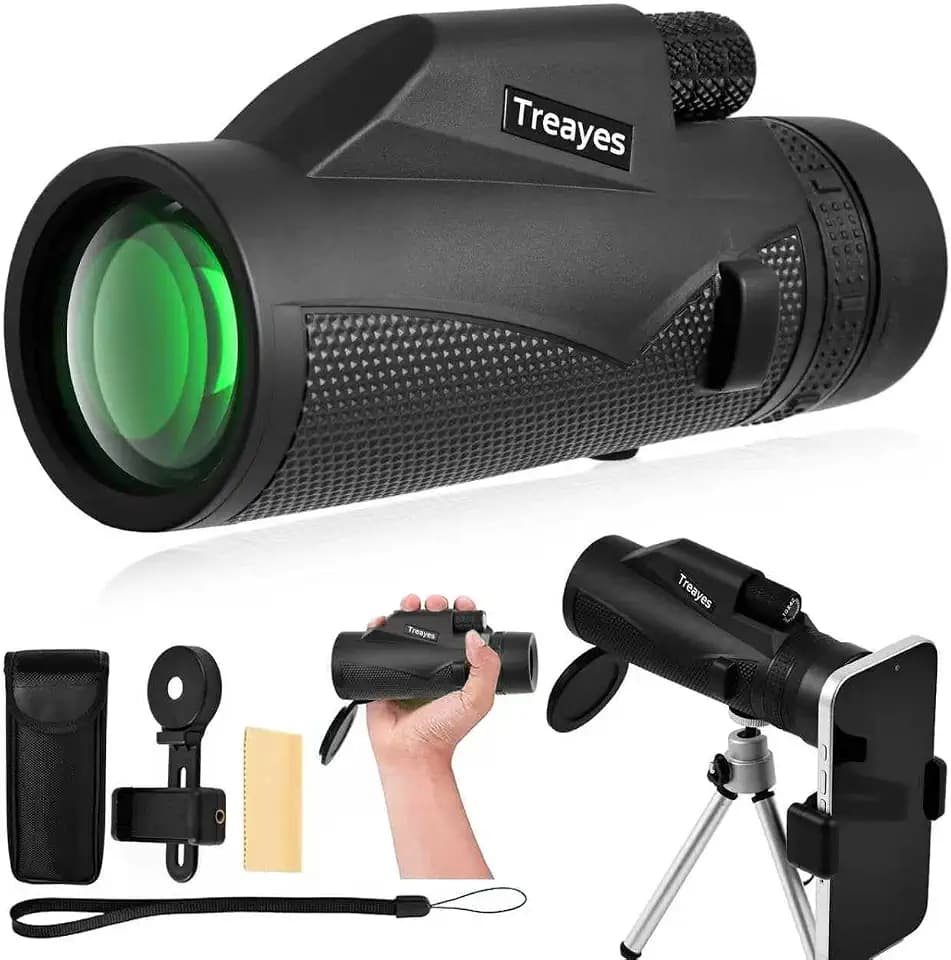 10x42 Monocular Telescope High Power HD, 330g Ultra-Lightweight & Portable, BAK4 Prism Metal Frame, with Phone Adapter Tripod for Bird Watching, Hunting, Travel, Concerts, Football Games
