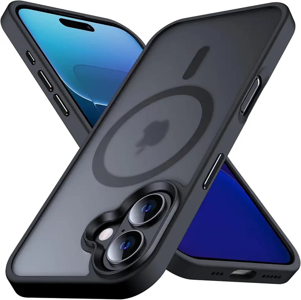 Anqrp Magnetic Shockproof for iPhone 16 Case, [Fit for MagSafe] [Military-Grade Drop Tested] Soft Silicone Slim Anti-Scratch Case for iPhone 16 Case Anti-Fingerprint,Black