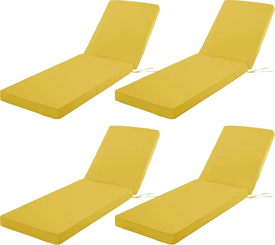 Chaise Lounge Cushions Outdoor Set of 4, 72x21x3 Inch, Yellow