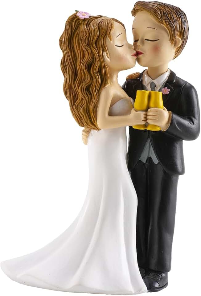 dekora - Brautpaar Figuren für torte - Hochzeitstorte Deko aus Resin - 16 cm – Hochzeitspaar Figuren für Torte – Originelles und Detailreiches Design – Für den Kontakt mit Lebensmitteln geeignet