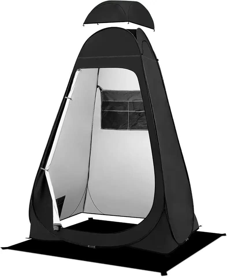 BRIAN & DANY Pop Up Shower Tent, Portable Changing Tent with Rain Shelter & Windows, Privacy Tent for Camping, Toilet or Bathroom, UPF 50+ & Waterproof, 47.2" x 47.2" x 74.8", Black