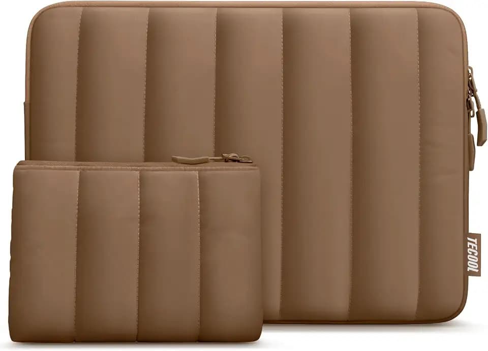 TECOOL Puffy Laptop Case 16 in,Laptop Sleeve 16 inch for 16" Notebook,Brown
