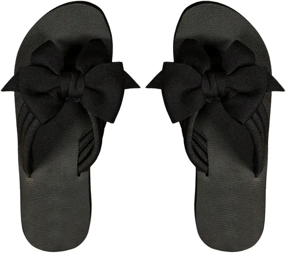 RoseSeek Women's Flip Flops with Bows Open Toe Lightweight Beach Sandals