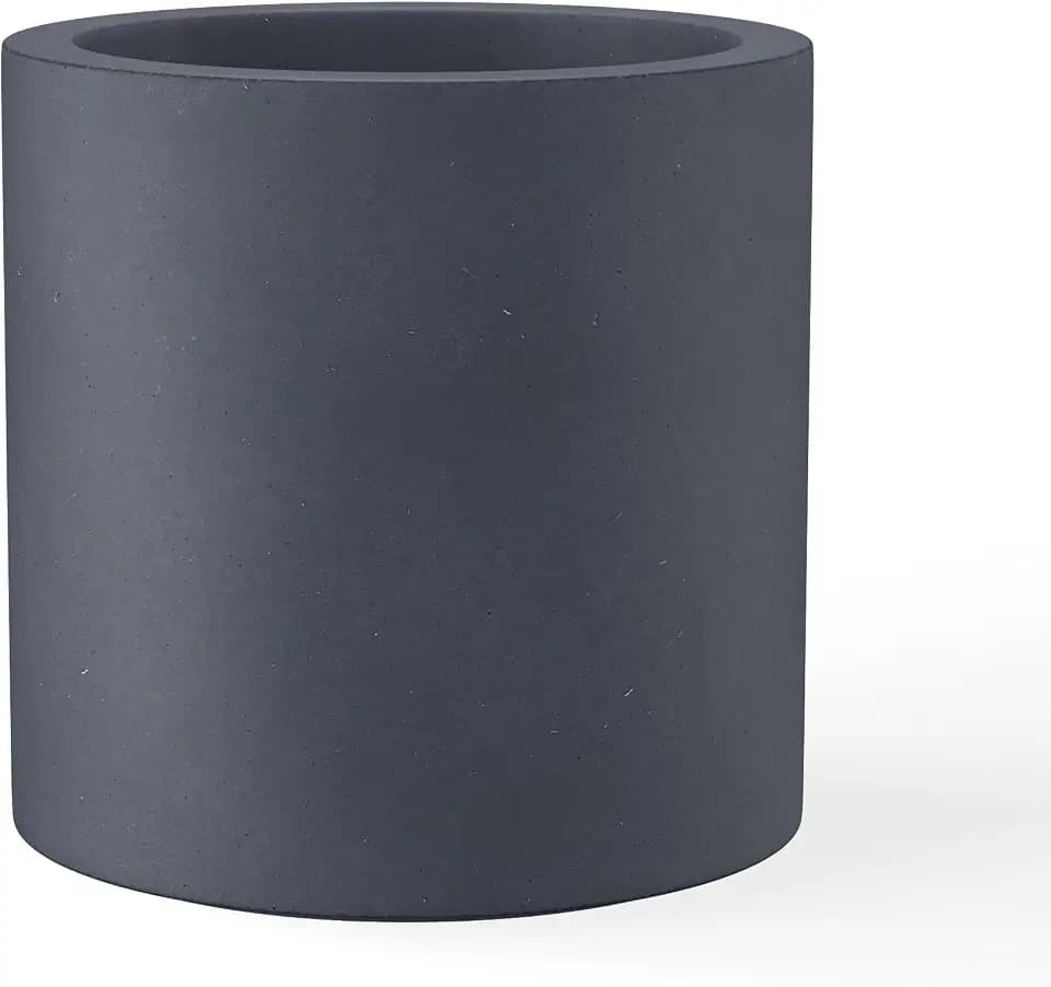 Kante Charcoal Concrete Planter 12.6" Tall All-Weather Round Accent Pot