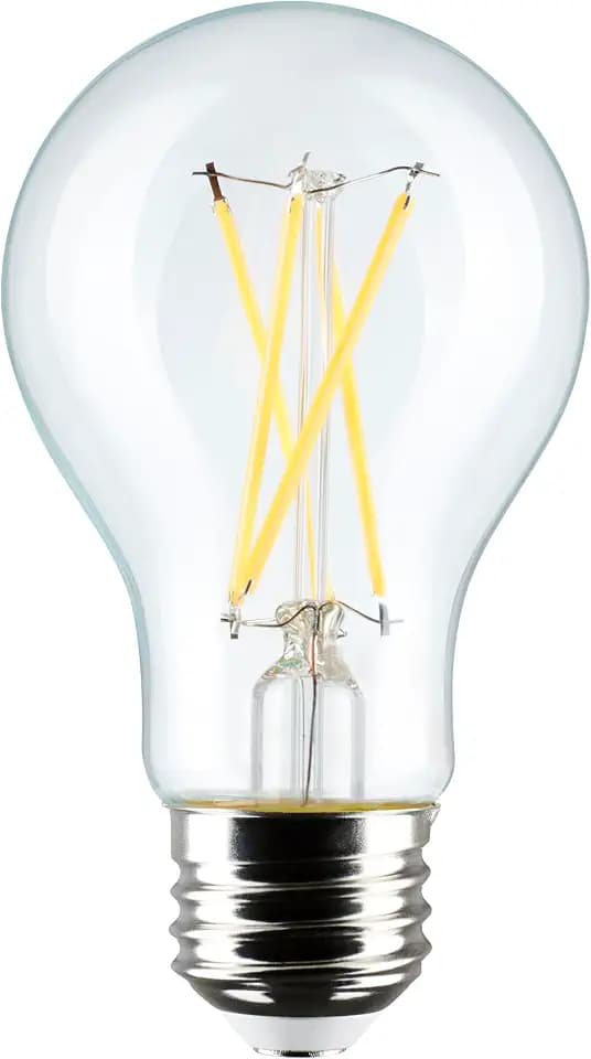 Satco S12463, A19 LED Bulbs, 8W, Clear, 3000K, Dimmable, 4-Pack, Light Bulb