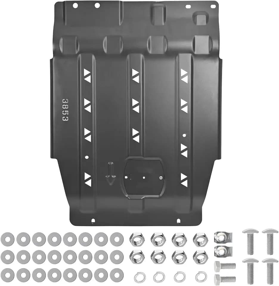 2025 Upgrade Transmission Skid Plate Compatible with 2015-2022 Ford F150 3D Manganese Steel Splash Panel Shield Replace OEM Diaper