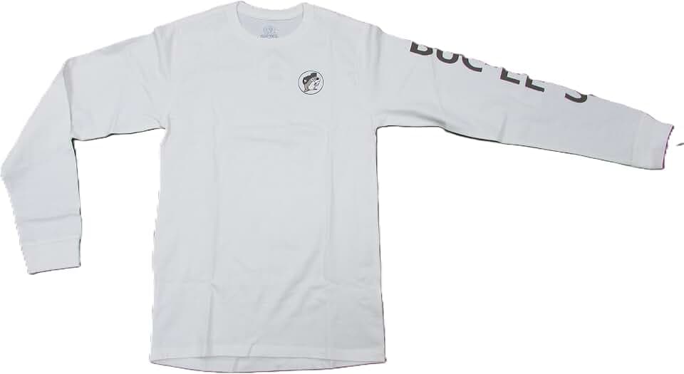 Buc-ee's 20225 Fall Winter White Long Sleeve Shirt with Sleeve Text Unisex Adult Mens Womens Beaver Logo Travel Center