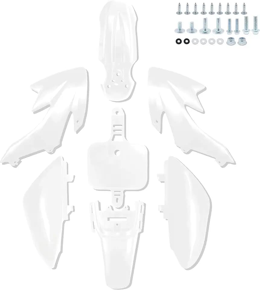 CRF50 Plastics Kit Pit Bike Parts Fairings Fenders for HONDA CRF50F CRF 50 XR50 SSR 110 SSR 125 Coolster 125 Baja DR70 and Similar Trail Dirt Bike 50cc-160cc (JM007-WHITE)