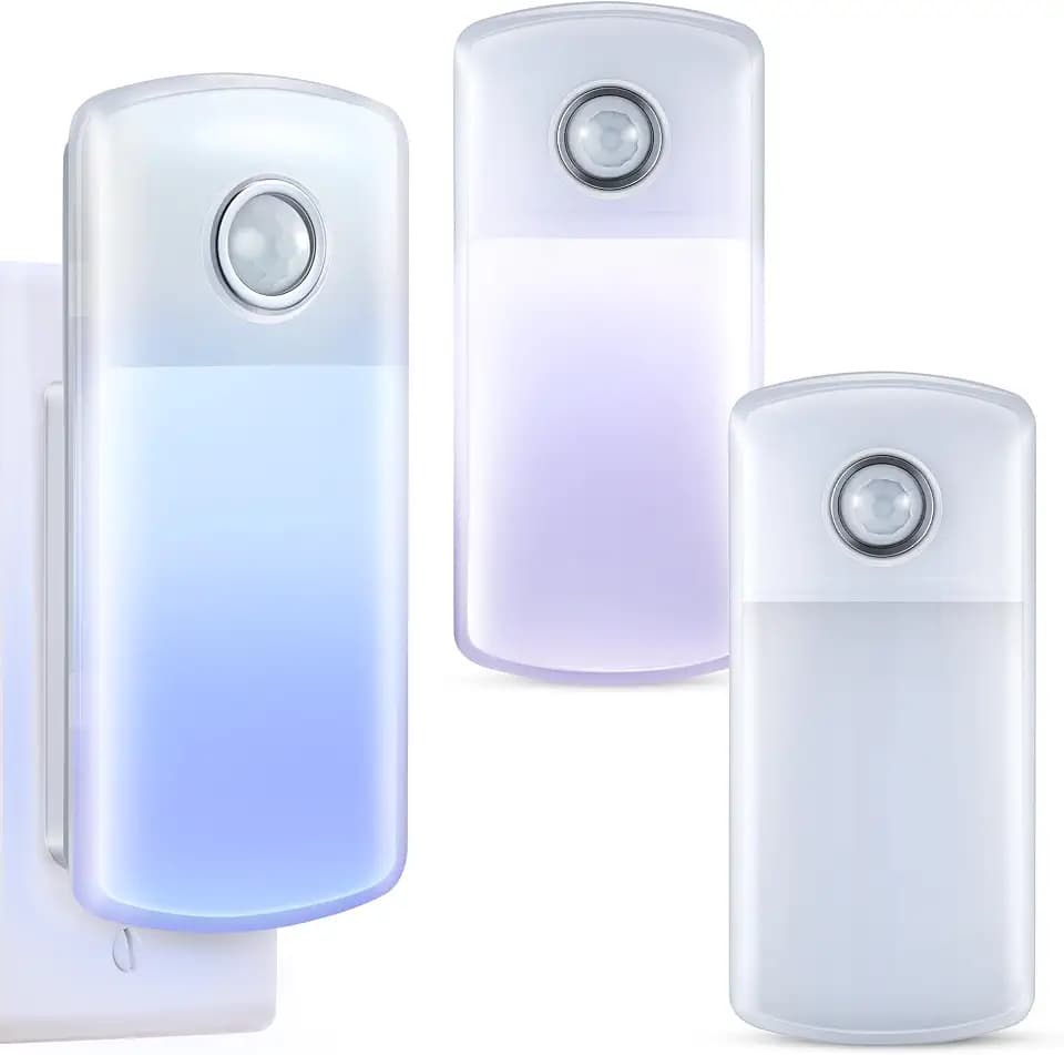 Enhon Emergency Power Failure 5-in-1 Multi Color LED Night Lights, 3 Pack