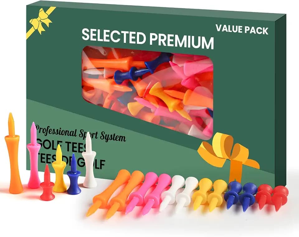 Plastic Golf Castle Tees Step Down Value 200 Count, Unbreakable Mixed or Same Height 1, 1 1/4, 2 3/4, 2 1/4, 2, 1 3/4, 1 1/2 Inch Length Colorful Pack for Practice