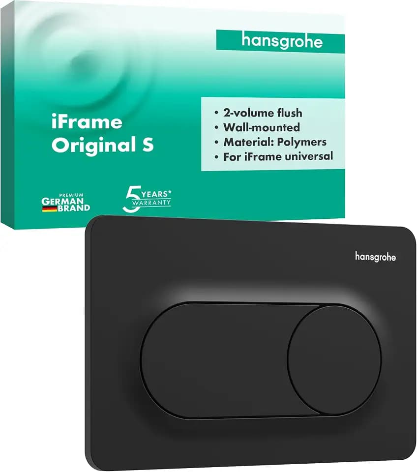 hansgrohe iFrame Original S - Drückerplatte, Betätigungsplatte WC für 2-Mengen-Spülung, für hansgrohe iFrame Unterputzspülkasten, Mattschwarz, 66002670