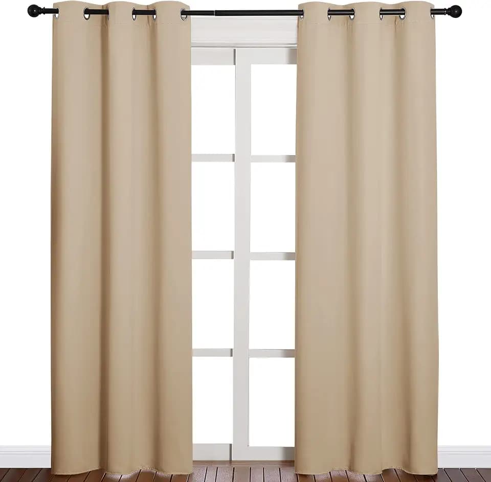 NICETOWN Biscotti Beige Blackout Curtains for Bedroom 42" x 84" 2 Panels