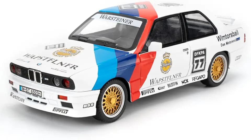 imtfzct 1/24 M3 Modellauto in lackierter Ausführung, Spielzeugauto aus Aluminiumdruckguss mit Sound- und Lichtfunktion und Pull-Back-Funktion, Sammlermodell, Geschenk für Kinder (weiß)