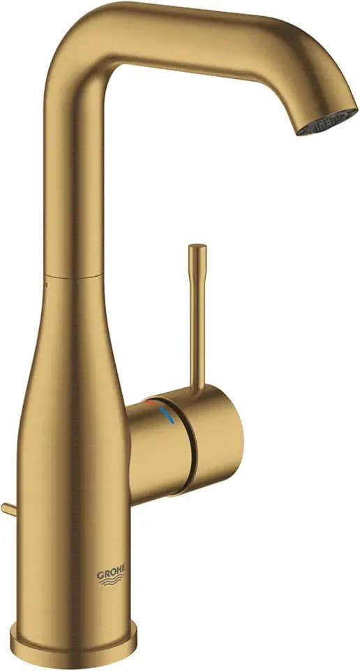 GROHE Einhand-Waschtischbatterie Essence 24174_1, L-Size, Einlochmontage, Zugstangen-Ablaufgarnitur, Professional Edition, cool sunrise gebürstet