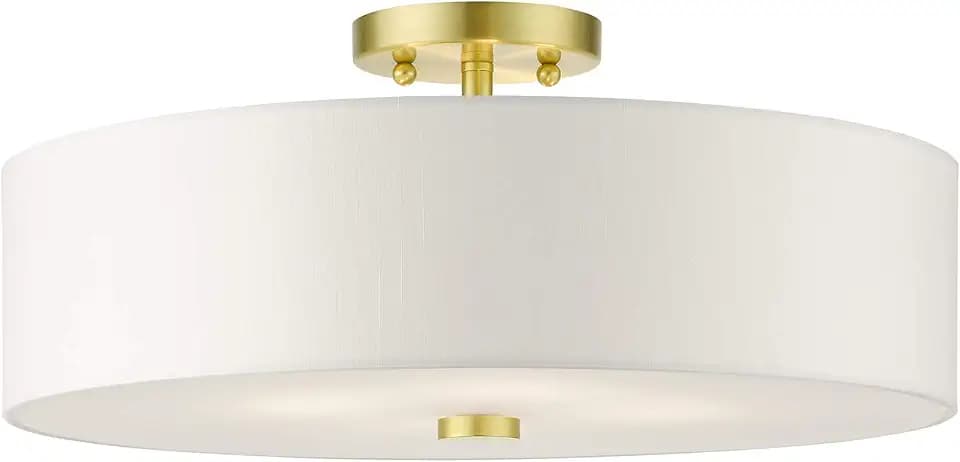 Livex Lighting 51055-12 4-Light Semi Flush Ceiling Light, Satin Brass