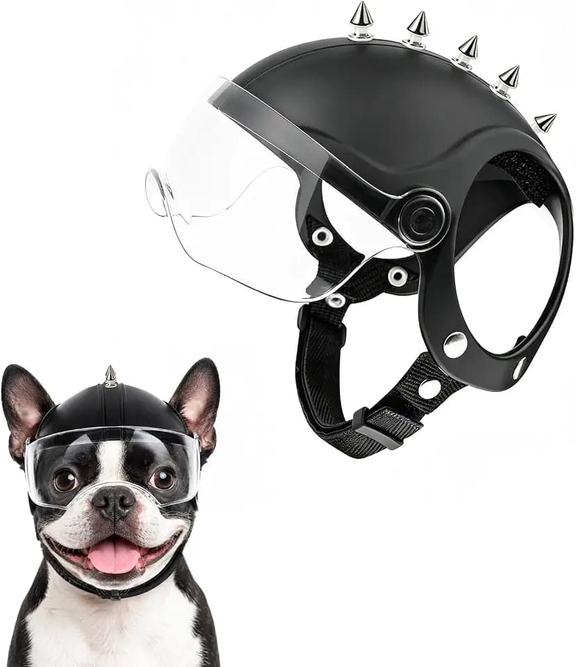 Hundehelm mit Hundebrille UV-Schutz klare Hundesonnenbrille für kleine Hunde, Welpen (mit Nieten)