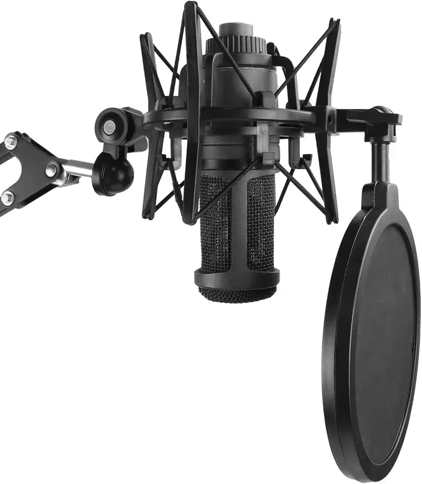 AT2020 Mikrofonspinne mit Popschutz, Windschutz und Shockmount zur Reduzierung von Vibrations für AT2020USB+ Condenser Mic von YOUSHARES