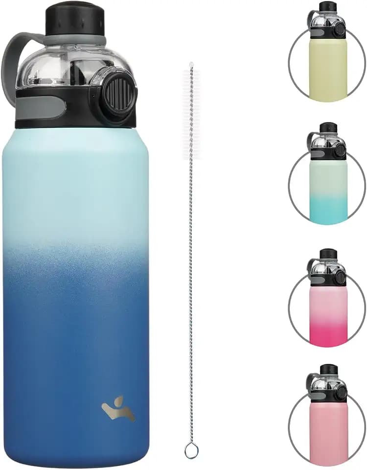 Konokyo 32 oz Insulated Stainless Steel Water Bottle with Straw Lid
