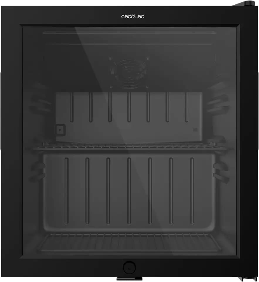 Cecotec Mini-Kühlschrank mit Glastür Bolero CoolMarket BC 52. Schwarz, 52 Liter Fassungsvermögen, 44,5 cm Breite, 50,3 cm Höhe, LED-Innenbeleuchtung, Temperatur 0 °C bis 10 °C