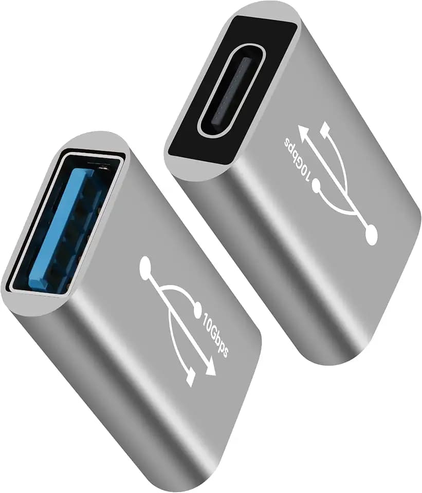 USB 3.0 to USB C 3.1 Adapter 2 Pack,10Gbps Double Sided Data Transfer, Bi-Directional Type-C (Female) to Type-A (Female) On The Go (OTG) Converter Connector Support Charging & Data Sync for Laptop, PC