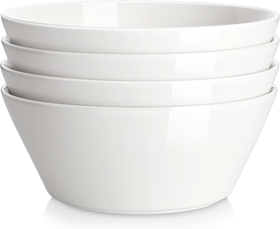MALACASA Salatschüssel 1.8L, 4er Pack Obstschale aus Porzellan