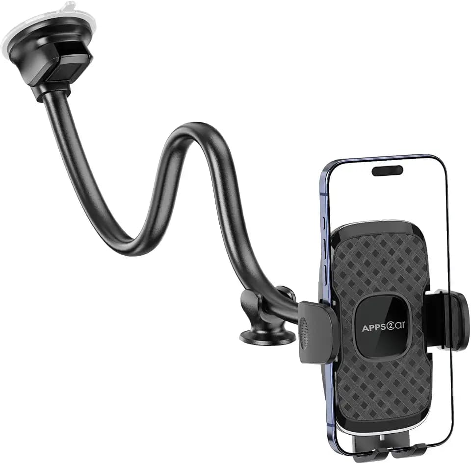 APPS2Car 14'' Gooseneck Car Truck Phone Holder, Windshield Phone Mount