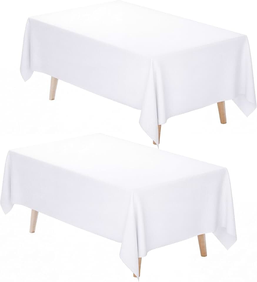 Fixwal 2 Pack 60 x 102 Inch Tablecloths Rectangle White Table Cover