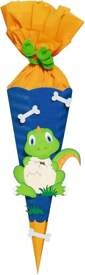 Ursus 9860004 - Schultüte Bastelset Mini, Dino, sechseckig, Höhe ca. 41 cm, Duchmesser ca. 15 cm, inklusive Bastelanleitung und Vorlagebogen, zum Selbstbasteln, ideal für die Einschuluung